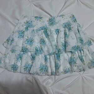 Altar'd State Blue and White Floral Mini Skirt